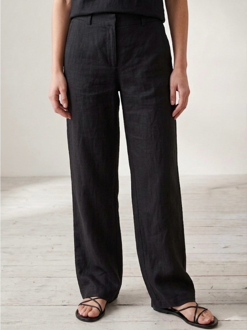 Vintage Linen Trouser Pants Women’s Size 32 Black 90s